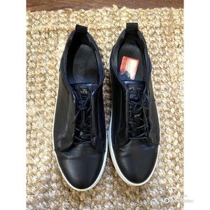 Black leather/suede j. Slide sneakers